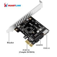 Adaptor Panel Depan PCI-E ke USB 3.0 Tipe C 19PIN, Kartu Ekspansi Splitter Hub PCI-E ke USB 3.0 Pcie