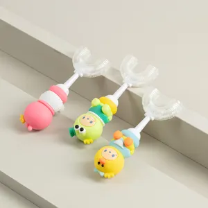 High-Quality Customized Cartoon Safe Soft Rubber U-Shaped Children's Toothbrush for Kids