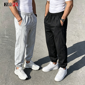 Pantalon de survêtement ample décontracté pour homme en molleton de coton de haute qualité, personnalisable, avec cordon de serrage, jambe large, coupe droite, empilé - Product Image 3