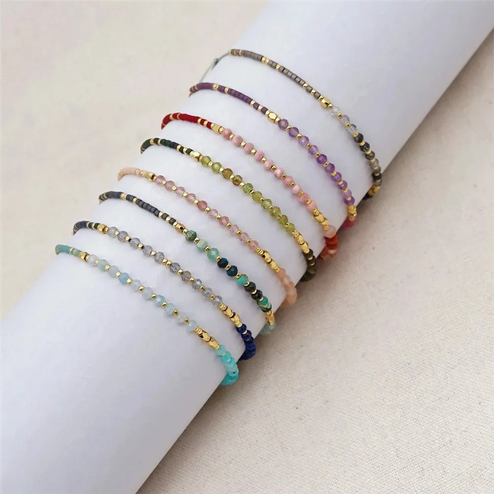 Bracelet Miyuki en perles pour femmes et amis, cadeau bohème en pierre naturelle, bijoux, brassard réglable
