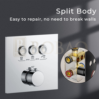 Mitigeur de pluie de luxe ensemble de douche dissimulé en laiton thermostatique avec plaque salle de bain robinets de douche muraux pommeau de douche à effet pluie chromé