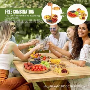 Estante giratorio de madera de 5 niveles para almacenar frutas y refrigerios, bandeja multiusos para postres de fiesta - Product Image 2