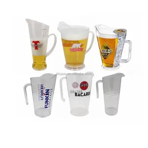 Custom logo Beer Pitcher Plastic Water Pitcher 1.5L 1.7L Plastic Beer Pitcher Jugs With Ice Compartment