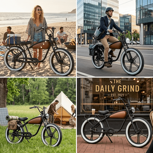 Vélo électrique rétro 250W, Ebike Cruiser, frein à disque mécanique, pneus larges, roues intégrées, vélo électrique vintage - Product Image 3