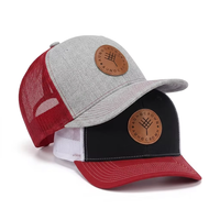 Casquette Trucker Classique à 6 Panneaux en Cuir Personnalisé de Haute Qualité avec Logo, Visière Pré-courbée, Filet et Fermeture Snapback