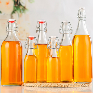 Verre à vin transparent 1l, 500ml, 750ml, à fond plat, couvercle pivotant, pour boisson, bouteille de vin, avec bouchon à clip étanche - Product Image 2
