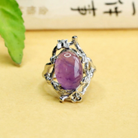 Bague en améthyste naturelle Aiyu en gros, bague œuf de pigeon en gemme colorée, best-seller sur le commerce électronique en direct S5061812