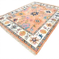 Tapis turc Oushak abstrait moderne et coloré, noué à la main, en laine/soie, épais, antidérapant, doux, pastel, résistant au feu, écologique, PET