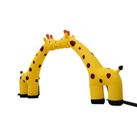 Arche gonflable de girafe de thème d'animaux populaires annonçant l'arche de forme d'animal pour la promo d'événement de zoo de fête d'enfants