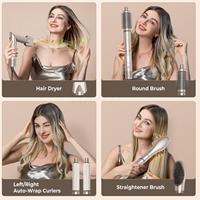 Styler capillaire 5 en 1, sèche-cheveux ionique haute vitesse, outils de coiffage professionnels pour salon, brosse à air chaud rotative automatique