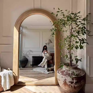 Vintage Art <strong>Deco</strong> Style Full-Length Floor Standing <strong>Mirror</strong> with Wood Frame and Glass | Decorative for Bedroom/Living Room &amp; Hotels - Product Image 3
