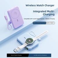 Banco de Energía Magnético de 10000mAh 3 en 1, Cargador Inalámbrico de 15W, Portátil, Integrado, Tipo-C para Cables, Reloj Inteligente, Marca OEM