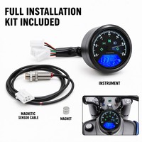 Odometer Tachometer Speedometer Digital LCD Sepeda Motor Universal 12000 RPM untuk Modifikasi Retro dengan Kit Sensor Magnetik