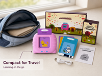 Lecteur de cartes flash parlantes portable en kazakh et en anglais pour enfants, cartes cognitives, jouets éducatifs pour enfants