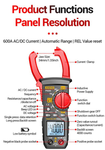 Pn200 kỹ thuật số kẹp Meter DC/AC 600A hiện tại 4000 đếm vạn năng Ampe kế Điện áp Tester xe <span class=keywords><strong>Hz</strong></span> Điện Dung NCV Ohm thử nghiệm - Product Image 5