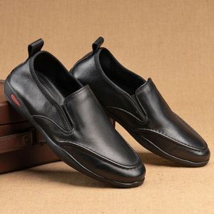 Men's Genuine Leather Loafers Toe EVA Midsole Solid Pattern Soft <b>Rubber</b> Outsole Lining Genuine Leather Spring Casual Shoes - Product Image 1