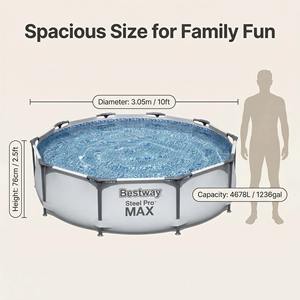 <span class=keywords><strong>Piscina</strong></span> Bestway 56406 <span class=keywords><strong>Redonda</strong></span> Grande con Marco Metálico, <span class=keywords><strong>Piscina</strong></span> Familiar de PVC para Jardín, <span class=keywords><strong>Piscina</strong></span> Elevada Portátil para Exteriores y Accesorios - Product Image 6