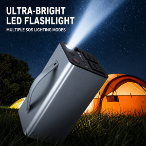 Station d'alimentation portable 300W 220V avec batterie lithium-ion, charge solaire, alimentation de secours extérieure et lampe torche - Product Image 4