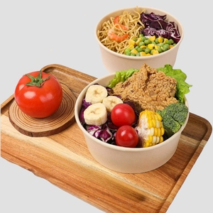 Bol à salade jetable en papier écologique rond avec couvercle, 500ml, 750ml, 1000ml, 1300ml, 1500ml, <span class=keywords><strong>pour</strong></span> salade, pâtes, collations, logo personnalisé - Product Image 2