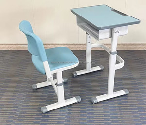 Ensemble de bureau et chaise d'école élémentaire réglables en hauteur, minimalistes, en bois, pour salle de réunion, salle de classe, étudiants - Product Image 6