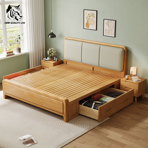 Suministro directo de fábrica, bajo costo, logotipo personalizado, en stock, cama king size ecológica de 1.8 m, nuevo diseño, muebles de dormitorio, cama queen size de madera. - Product Image 4