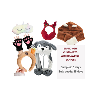 Thân Thiện Với Môi Tùy Chỉnh Phim Hoạt Hình Sang Trọng Găng Tay-Earmuff-Khăn <span class=keywords><strong>Set</strong></span> 3-In-1 Trẻ Em Món Quà Mùa Đông OEM Logo - Product Image 1