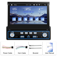 Lecteur MP5 pour voiture Podofo Single Din 7 pouces, Carplay sans fil, Android Auto, autoradio rétractable, Bluetooth, FM, Type-C/USB, OEM/ODM