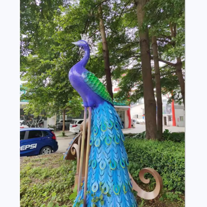 Senzhao Fournisseurs en gros Sculpture en métal de paon moderne pour la décoration extérieure imperméable de paysage de jardin - Product Image 5