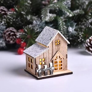 Miniature <strong>Christmas</strong> <strong>Village</strong> Building Set Wood Snow <strong>House</strong> Light Engraving for Home Desktop Fairy Garden Holiday Ornaments Xmas - Product Image 3