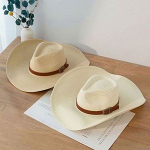 Wholesale Sombrero Mexican <b>Summer</b> Beach100% Paper Wide Brim Straw Fedora <b>Hats</b> <b>Men</b> Straw Cowboy <b>Hats</b> - Product Image 2