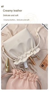 Borsa da viaggio con Logo personalizzato per donna portatile con coulisse rosa <span class=keywords><strong>piccola</strong></span> custodia impermeabile per trucco cosmetico in pelle sintetica - Product Image 3