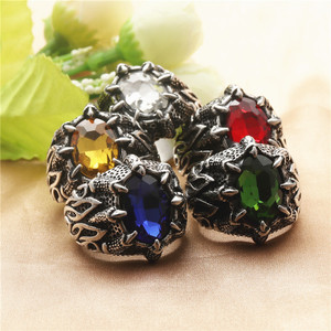 Dragon Claw <b>Ring</b> <b>Titanium</b> Steel Blue Stone Men's Punk Jewelry Gift - Product Image 4