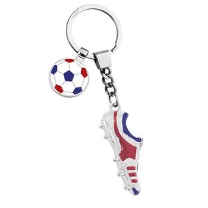 Porte-clés de football personnalisé bleu, blanc et rouge en PVC, caoutchouc et métal avec logo sur mesure - Product Image 3