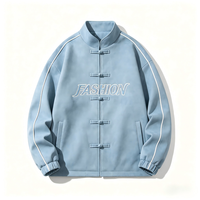Ventes chaudes, nouvelles vestes en daim de style chinois pour hommes, veste varsity pour hommes avec bouton à nœud chinois, veste brodée personnalisée