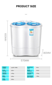 Usine en gros 4.5kg <span class=keywords><strong>KG</strong></span> Double baril Double baril grande <span class=keywords><strong>capacité</strong></span> semi-automatique <span class=keywords><strong>petite</strong></span> machine à laver - Product Image 2