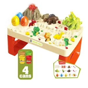 Dinosaur Toy Playdough Set With Play Clay Table Music Light Function