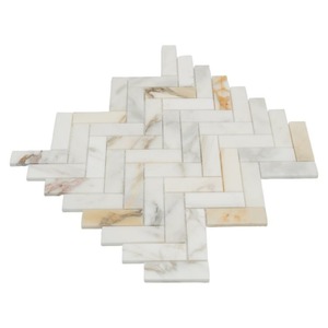 Calacatta oro a spina di pesce mosaico di marmo moderno piastrelle lucidate per la parete interna per uso bagno o spazi bianchi - Product Image 3