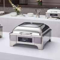 Réchaud de buffet carré en acier inoxydable pour restaurant commercial, chauffe-plat électrique à induction