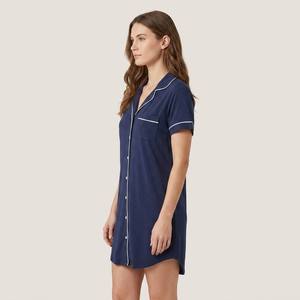 Pyjama personnalisé pour femmes avec logo brodé, chemise de nuit à manches courtes/longues en bambou, vêtements de nuit pour infirmières, chemises de nuit en gros - Product Image 5