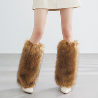 Couvre-jambes en fausse fourrure de loup gris, chauds et respirants, effet push-up, style Y2K, pour bottes, chaussettes en peluche sexy pour fille, unisexe, collection automne-hiver