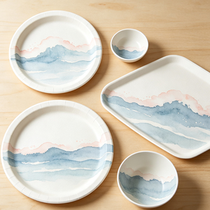 Ensemble de plats de service en mélamine style côtier, motif coquillage marin, <span class=keywords><strong>pour</strong></span> la restauration et les fêtes de fruits de mer - Product Image 6