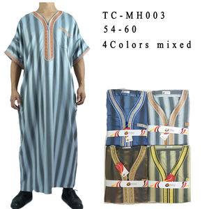 Vêtements arabes islamiques pour hommes <span class=keywords><strong>Djellaba</strong></span> dubaï Abaya Kaftan musulman moyen-orient Caftan ample décontracté à capuche Robe à rayures Jubba Thobe - Product Image 3