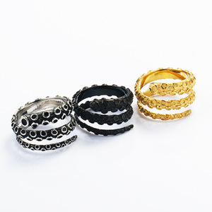 Nouvelle Arrivée Bagues Créatives Ouvertes Ajustables Bijoux Punk Rétro Or Noir Argent Antique Anneau Tentacules de Pieuvre Cadeaux pour Hommes - Product Image 2