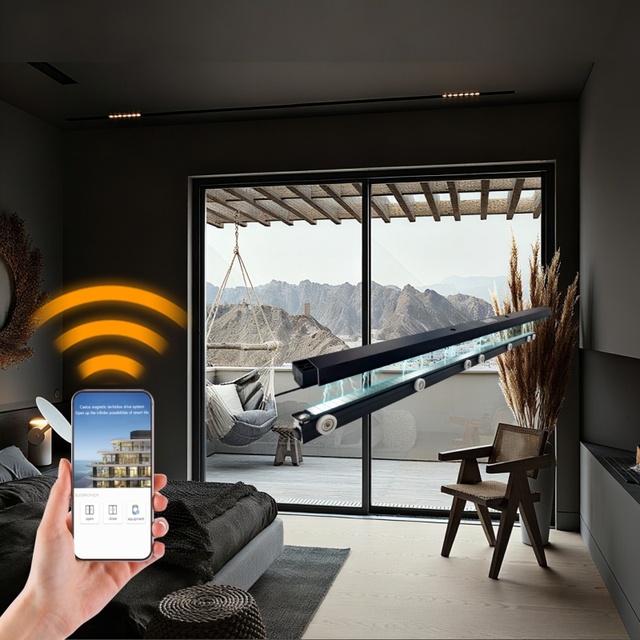 Interior Magnetic Levitation Glass Automatic Door Sensor Phone Remote Control Magnetic Automatic Sliding Door Operators