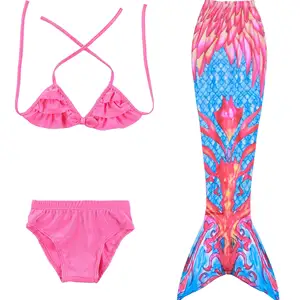 Wholesale new styles girls' mermaid swimwear 3 Pcs fancy girls swimming mermaid kids mermaid tails for swimming girls swimwear