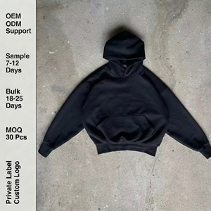 Hochwertiger Uni 520 g/m² Stringloser Kastenförmiger Kurzgeschnittener Schwarzer Hoodie für Herren, Personalisierbar, Unbedruckt, Aus Schwerer Baumwolle, Oversized, Gewaschen - Product Image 1