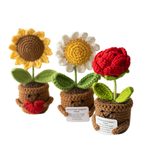 Tissé Coton Fleurs Artificielles Crochet Pot Pâques Tulipe Daisy Lily Tournesol pour Noël Saint Valentin Décoration <span class=keywords><strong>De</strong></span> Noël - Product Image 1