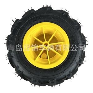 Cheng Jin Vehicles 3.50-4 Rubber Pneumatic <b>Wheel</b> Yellow <b>Plastic</b> Rim Herringbone Tread For Tool Carts And Electric Kids Vehicles - Product Image 3