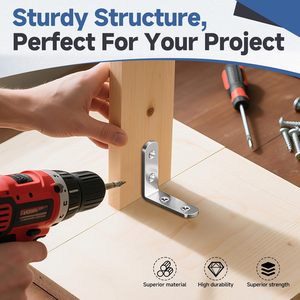 Thép không gỉ L khung góc Brace Bộ 90 độ góc bên phải 80 ốc vít đồ nội thất kim loại góc chân đế cho tủ - Product Image 3