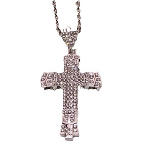 Collier pendentif croix en alliage de zinc or et argent, serti pavé, design ajouré, pour homme, bijou cadeau - Product Image 5